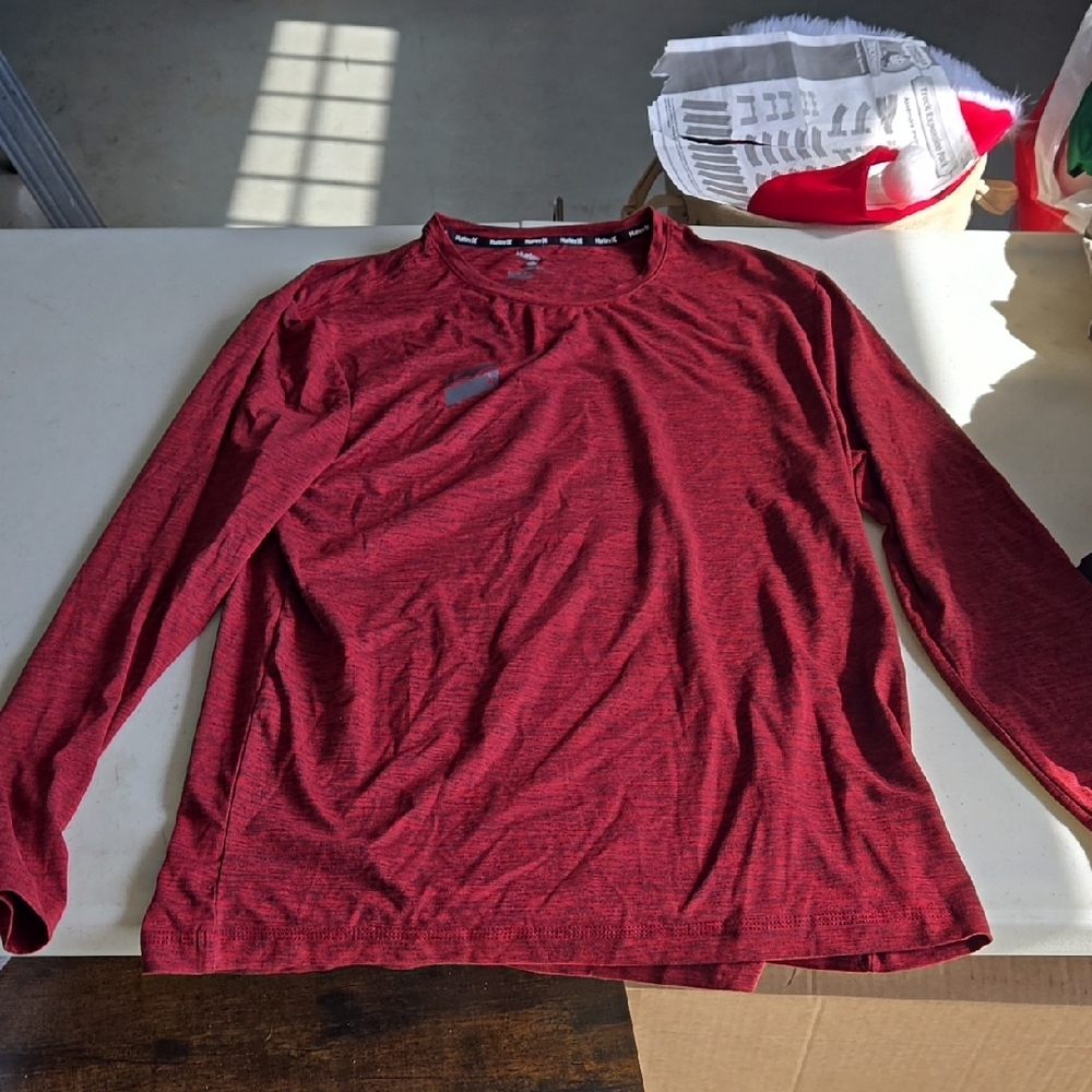Hurley Red Long Sleeve Athletic Shirt
